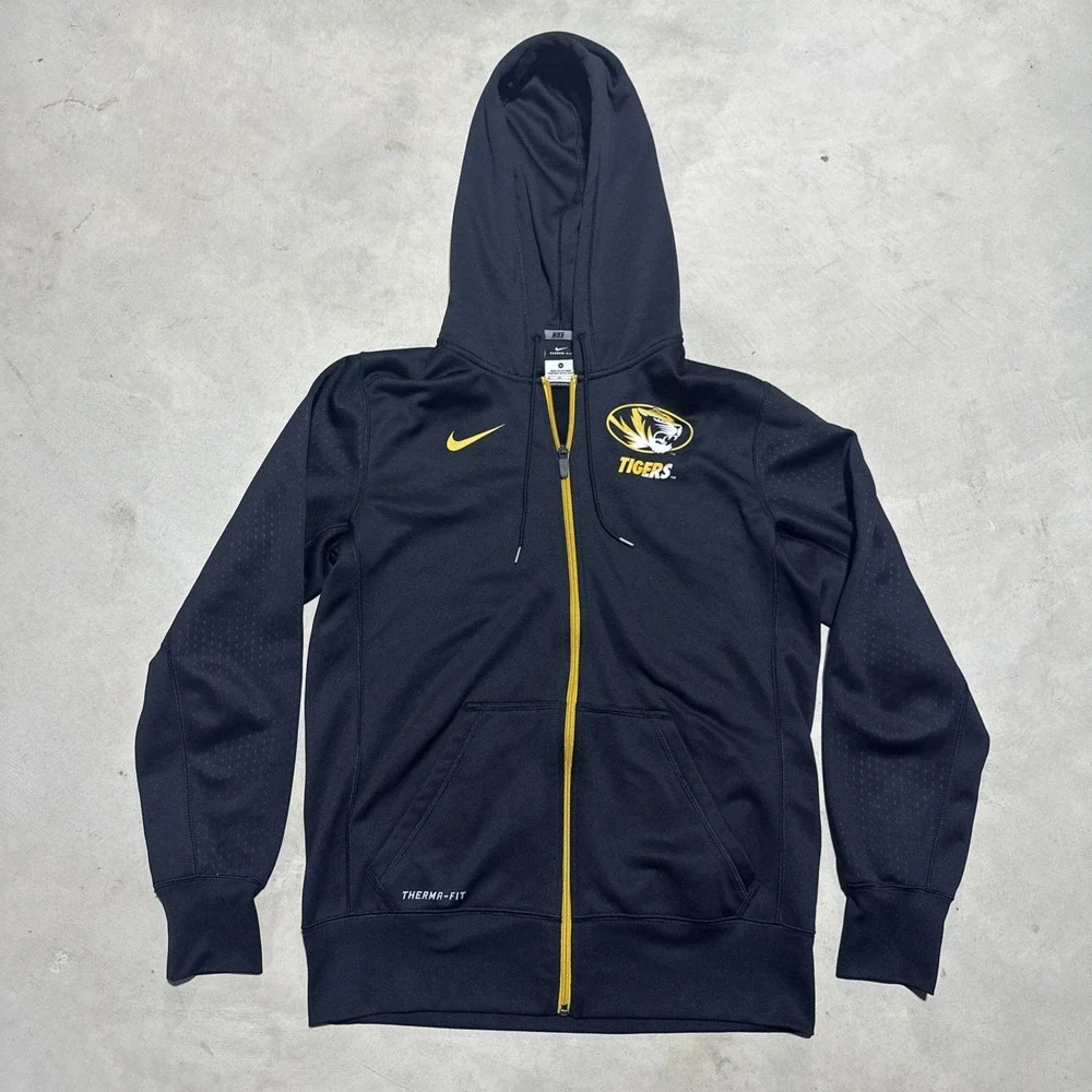 Mizzou Missouri Tigers Full Zip Sweatshirt Hoodie Jacket SZ M Nike Thermafit
